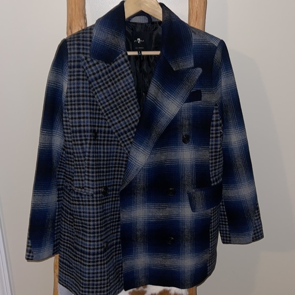 7 For All Mankind Plaid Peacoat - Picture 2 of 3